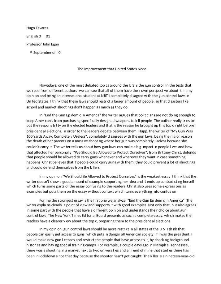 Argumentative Essay on Guns