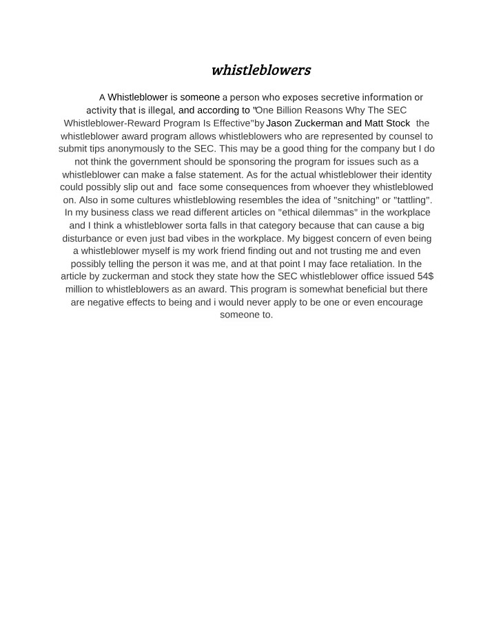 Whistleblowers - Basic Composition