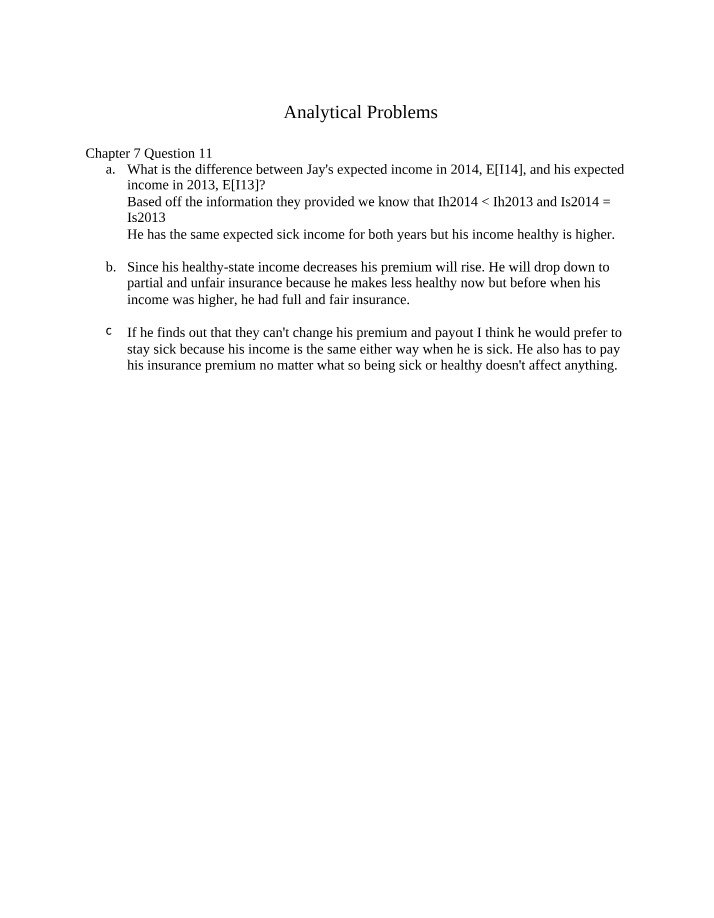 Chapter 7, Question 11 - Analytical Problems