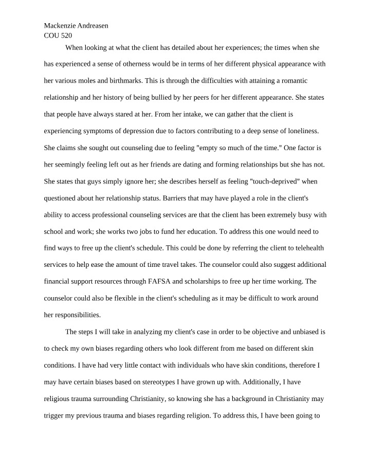 Multicultural Counseling Case Analysis
