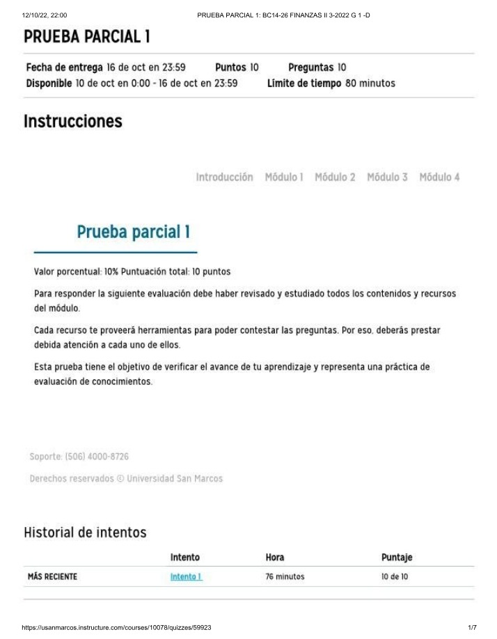 Costo de Capital en Acciones - Prueba Parcial 1