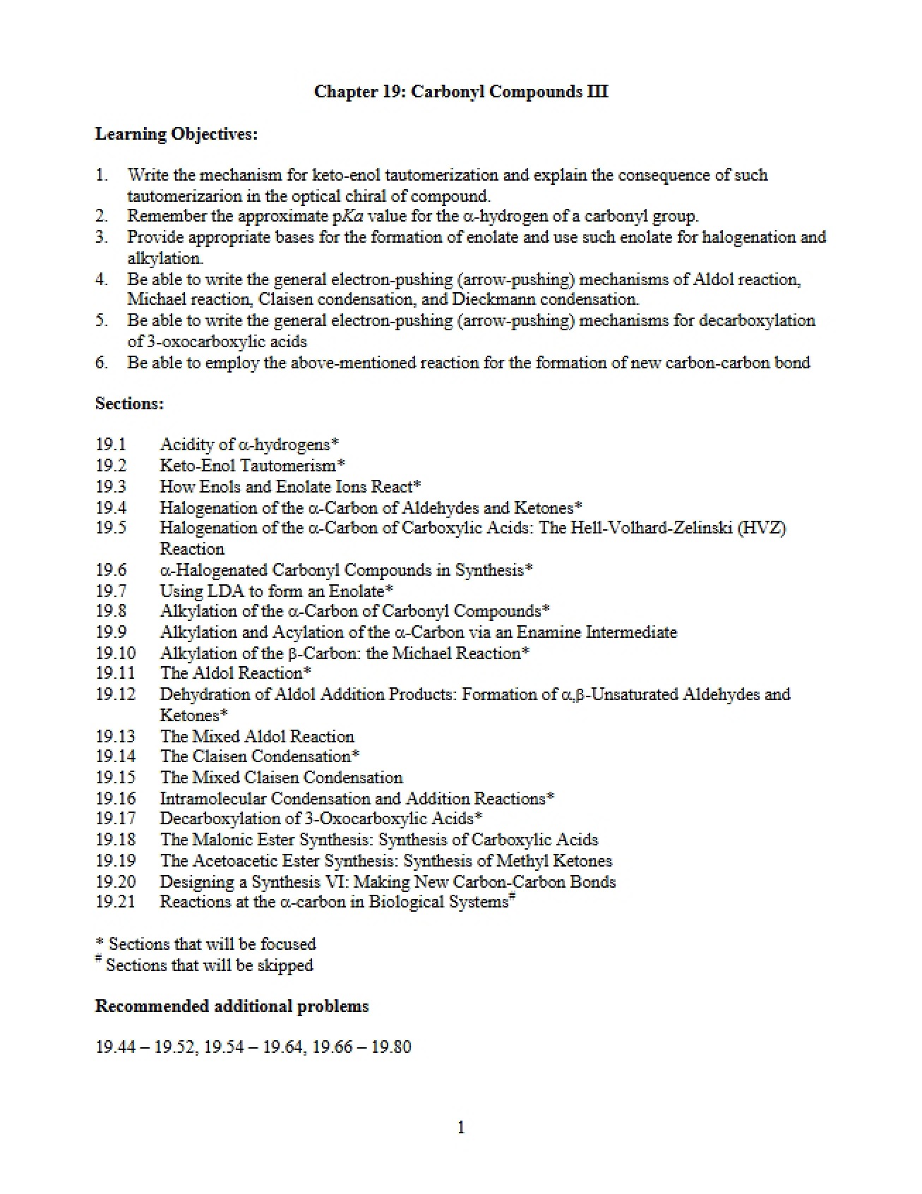 Third Part Carbonyl Compounds