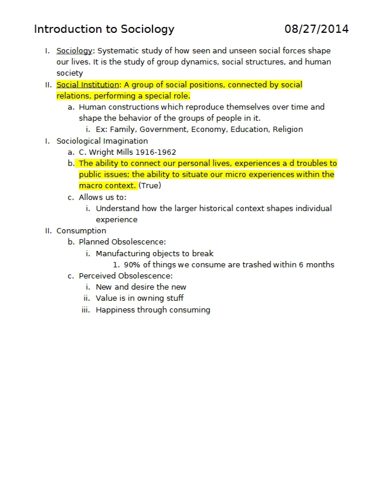 Sociology Course Material
