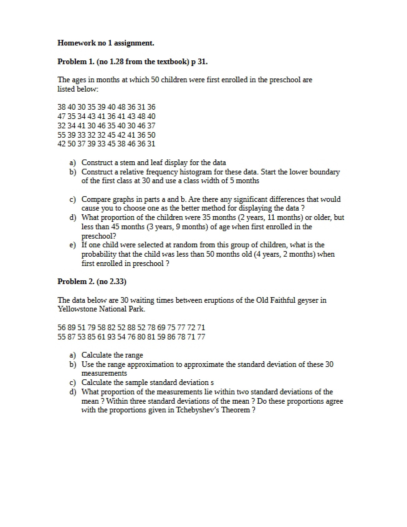 First Homework Assignment