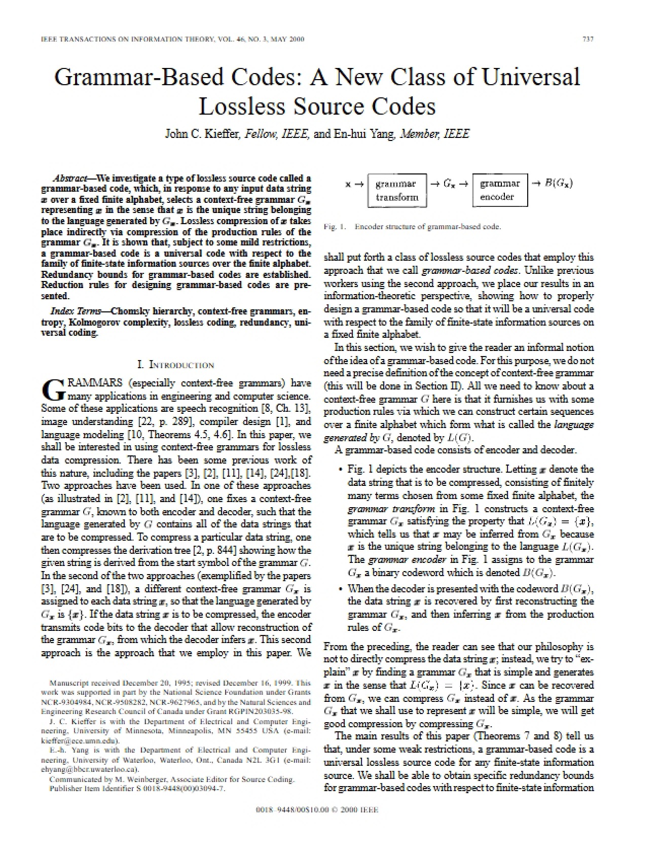 Utilizing Codes Developed via Grammar Principles