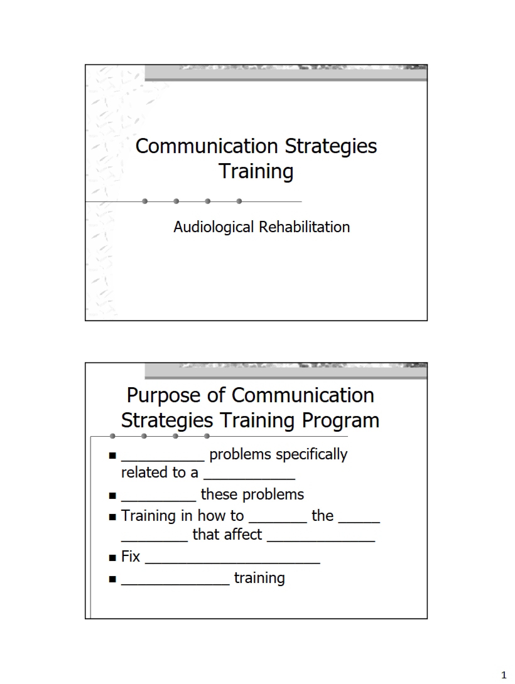 Training in Communication Strategies