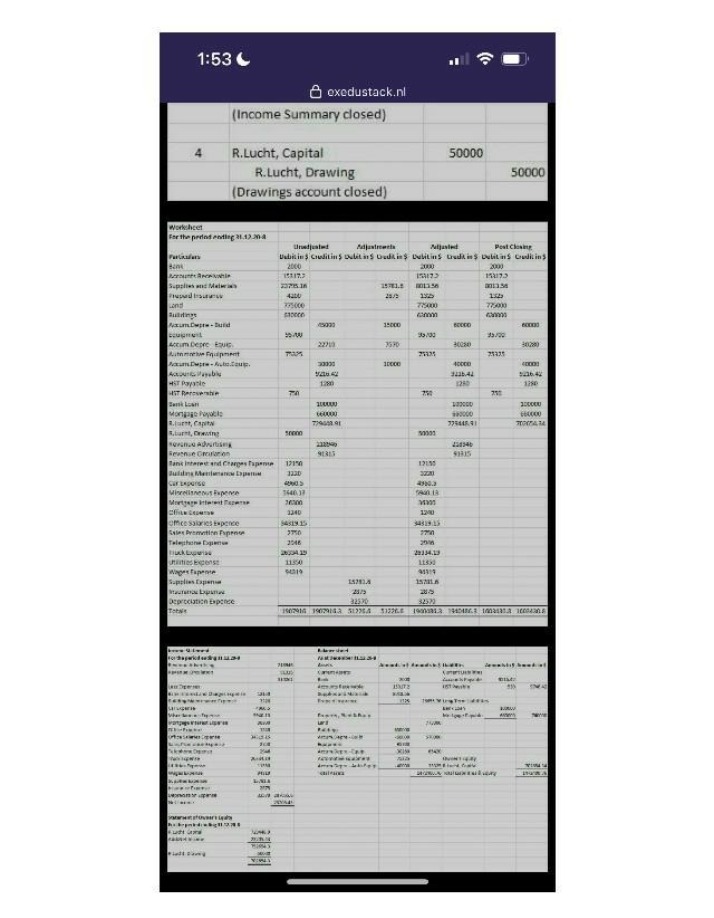 Worksheet - R. Lucht Capital and Drawing