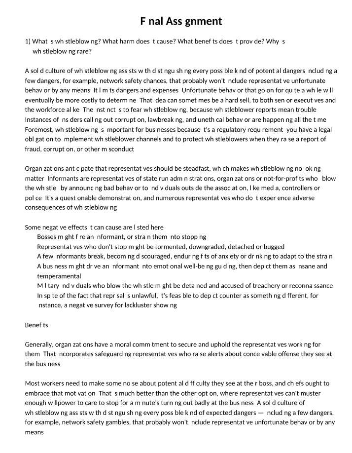 Whistleblowing in Organizations Analysis Part Two