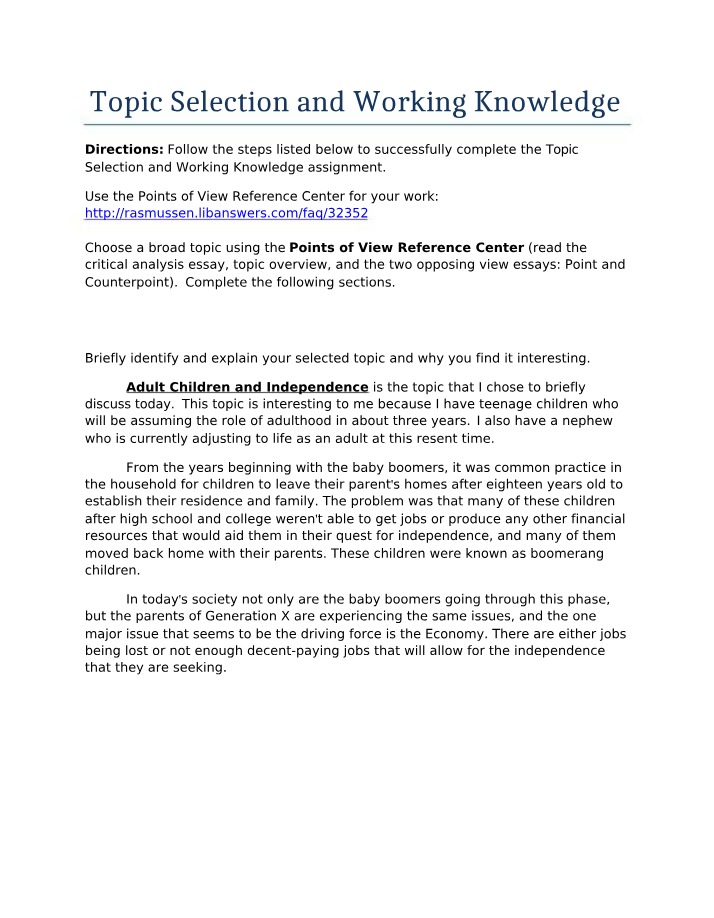 Independence and Adult Children - Changing Dynamics