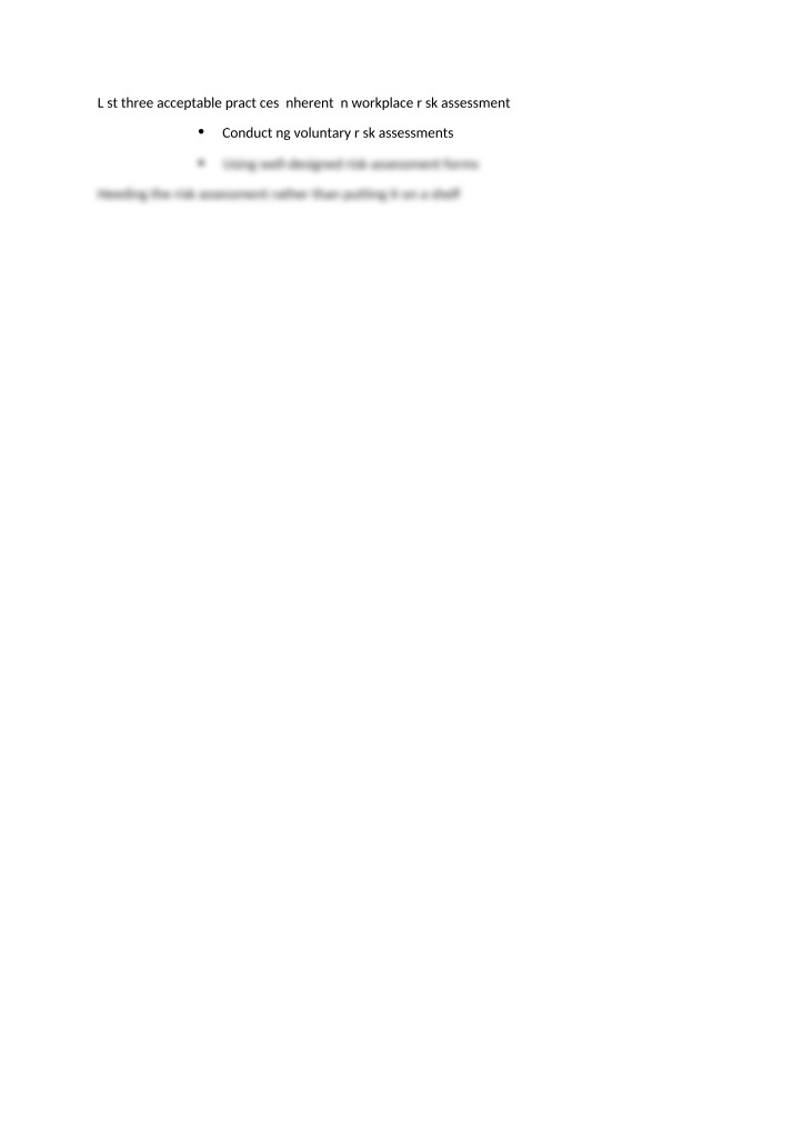 Workplace Risk Assessment - Three Acceptable Practices