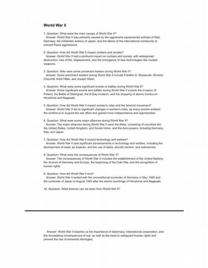 Questions and Answers on World War II