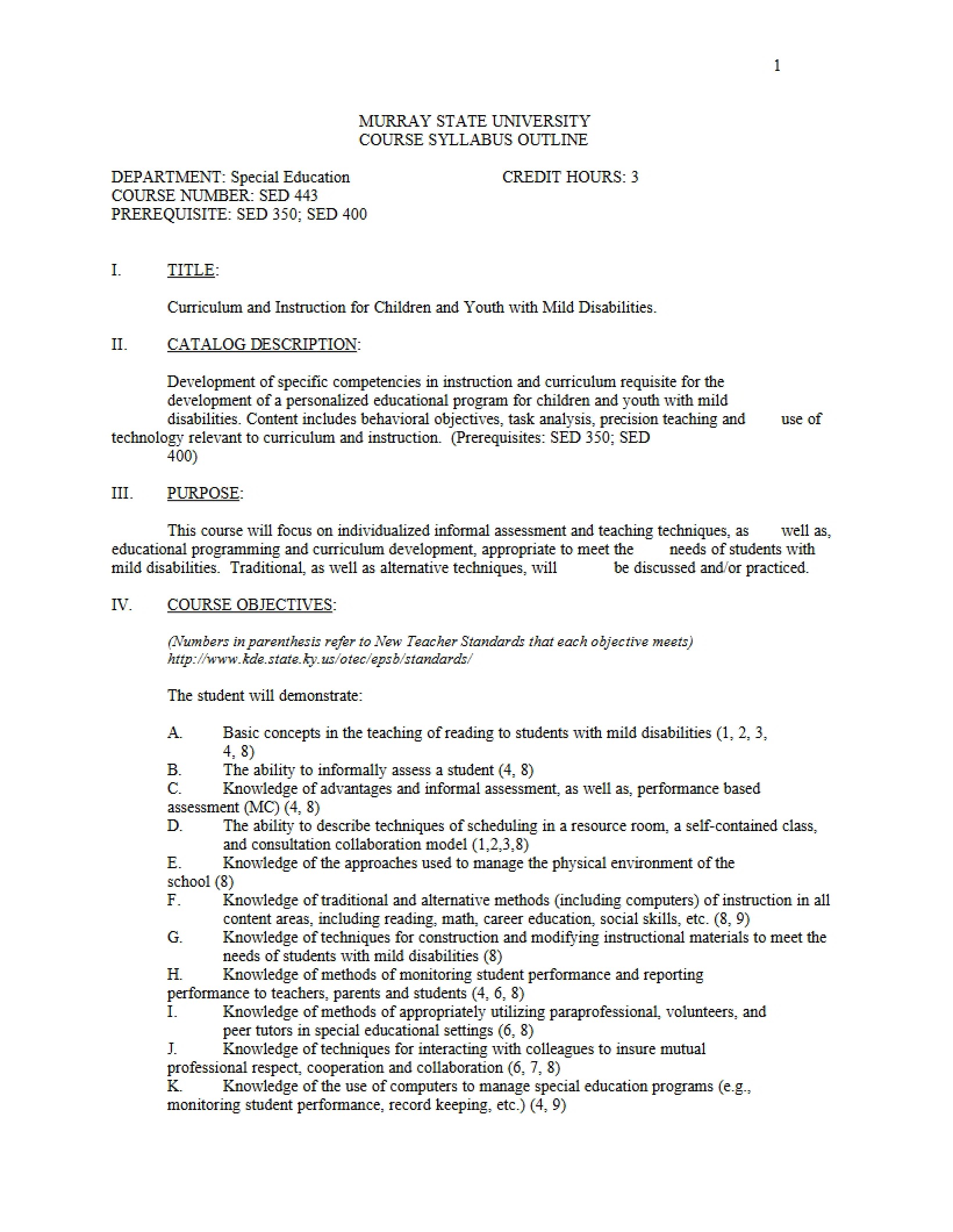 Syllabus - SED 443