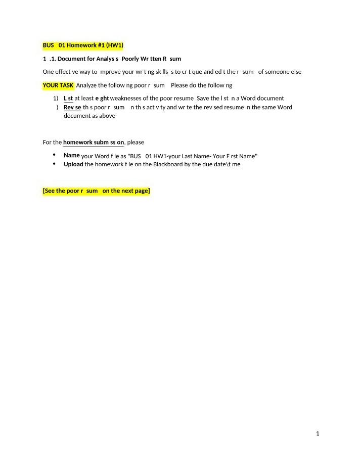 Homework 1 for BUS 301