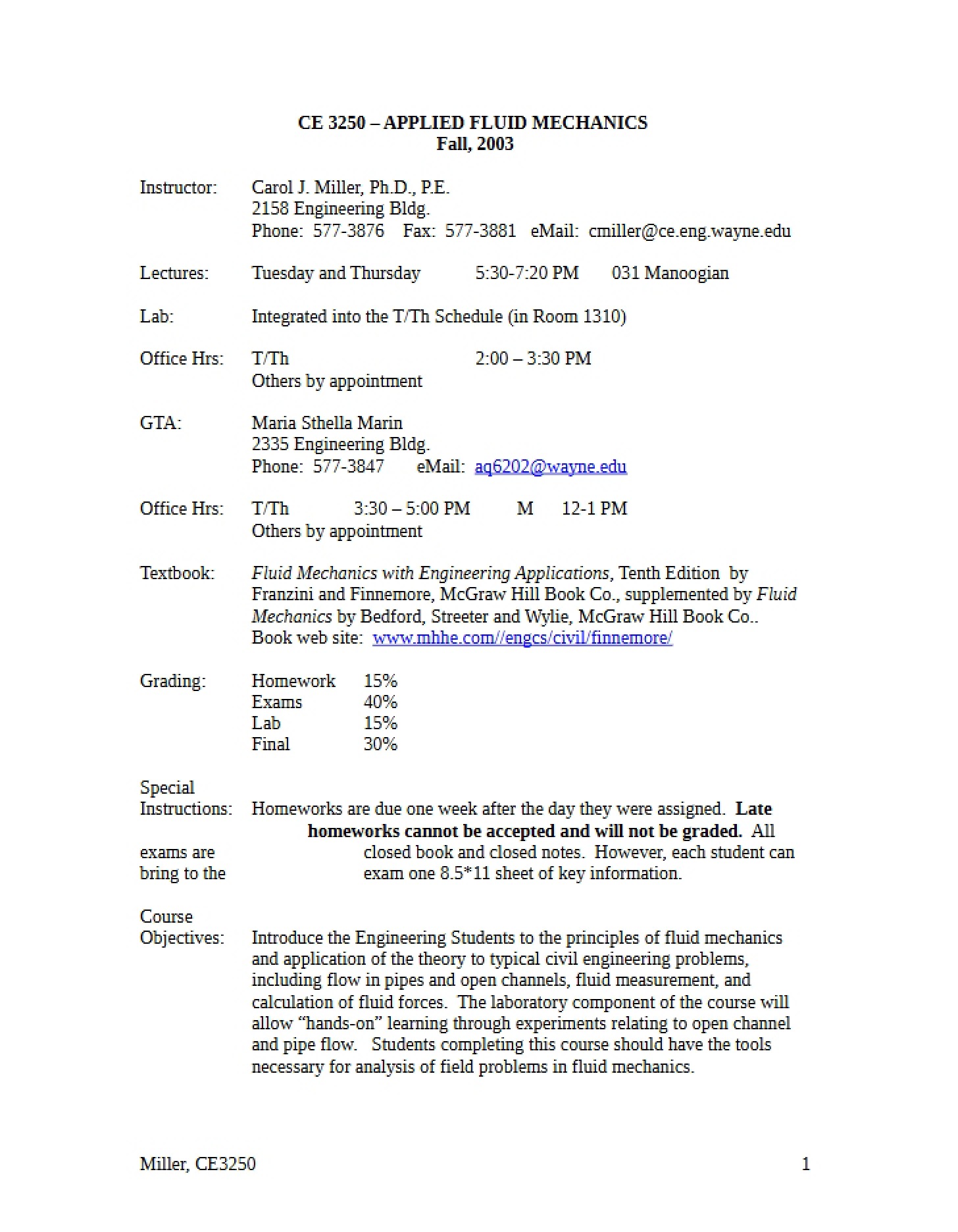 Class Syllabus