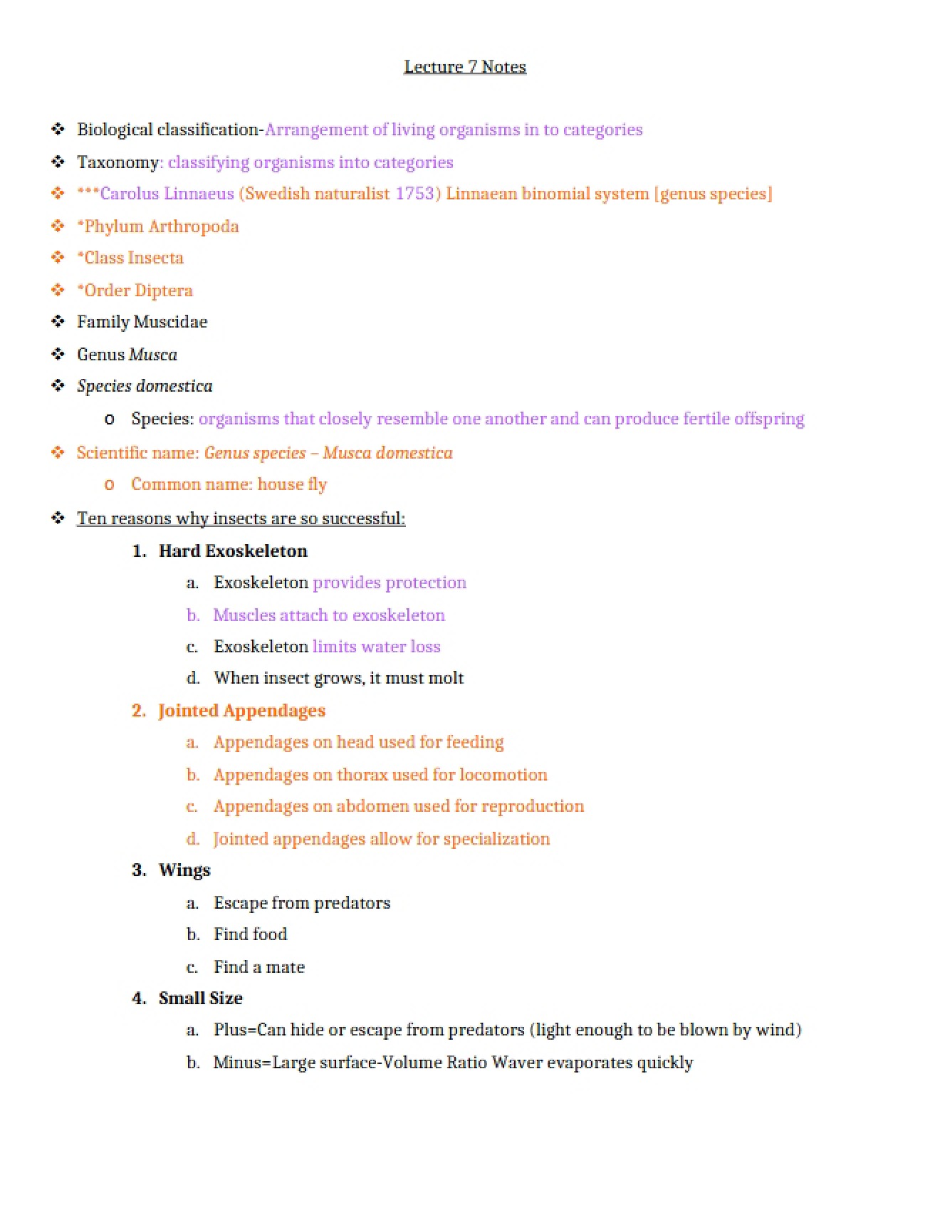 Notes from Lecture 7