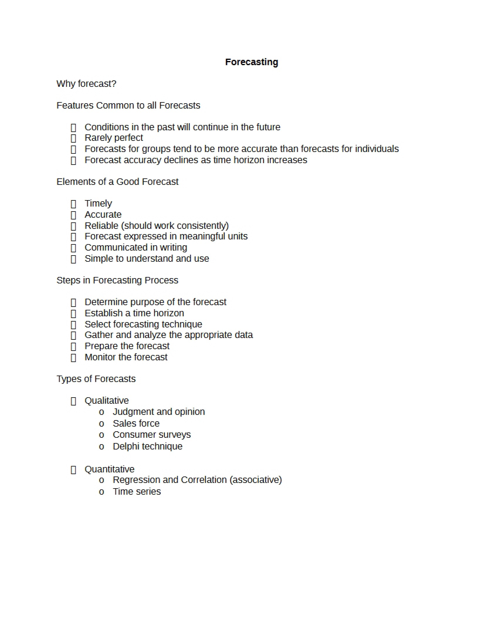 Forecasting in Operations Management