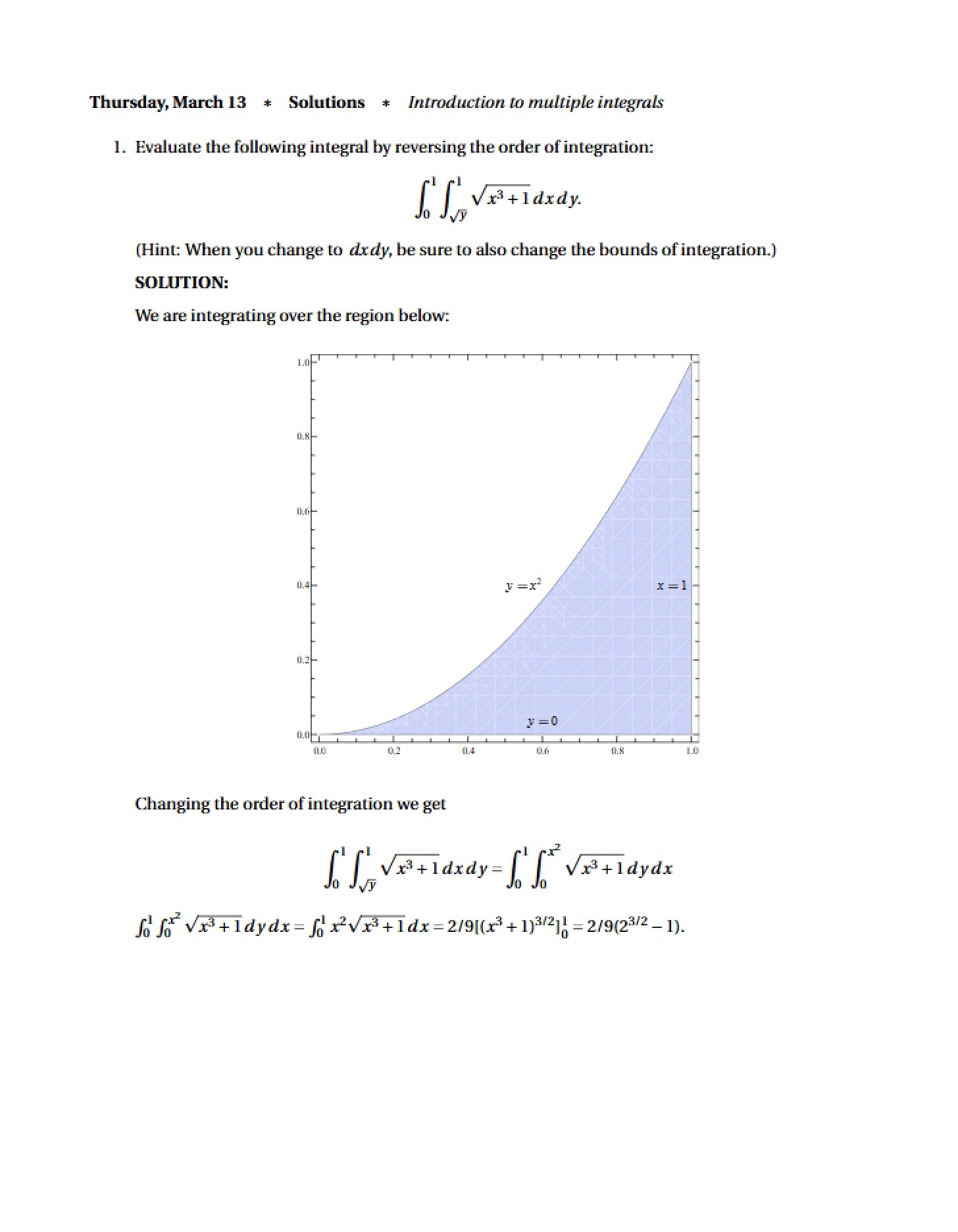 Worksheet Solutions Mar 13, 2014