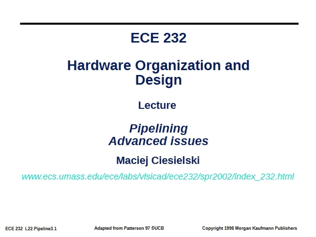 Advanced Pipelining Issues