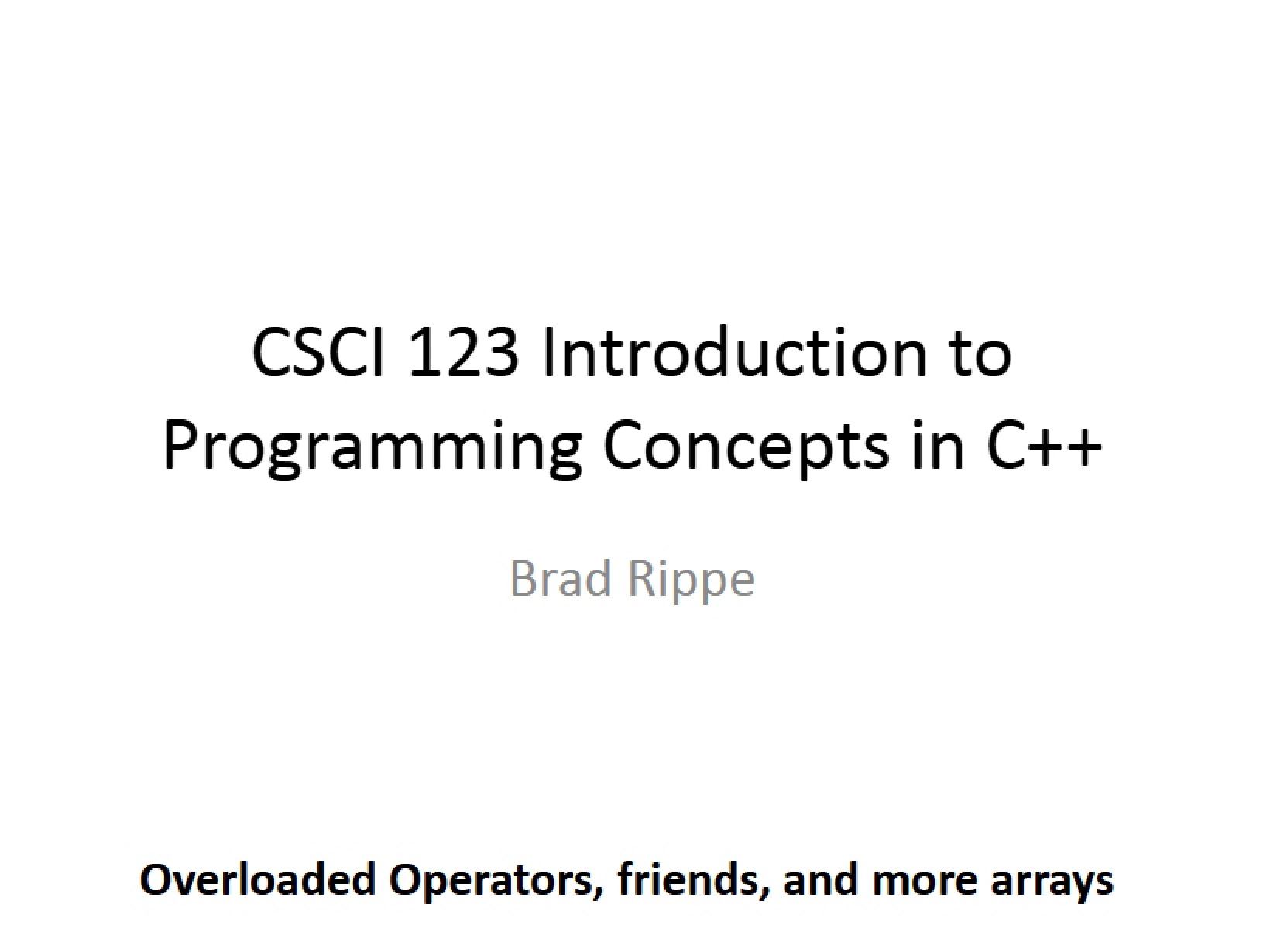 Lecture 11 Programming Concepts