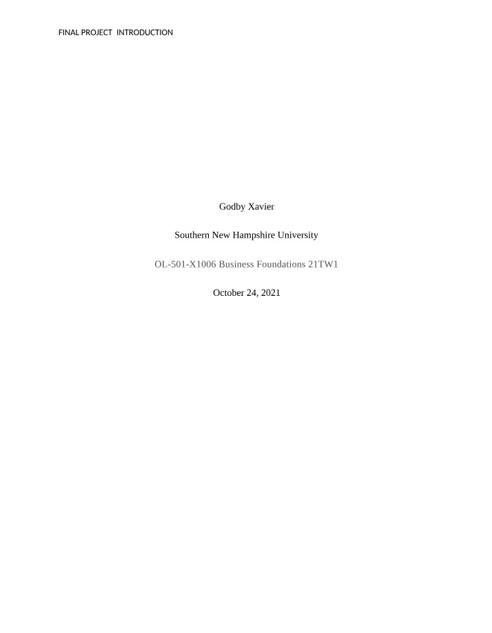 Introduction to Final Project