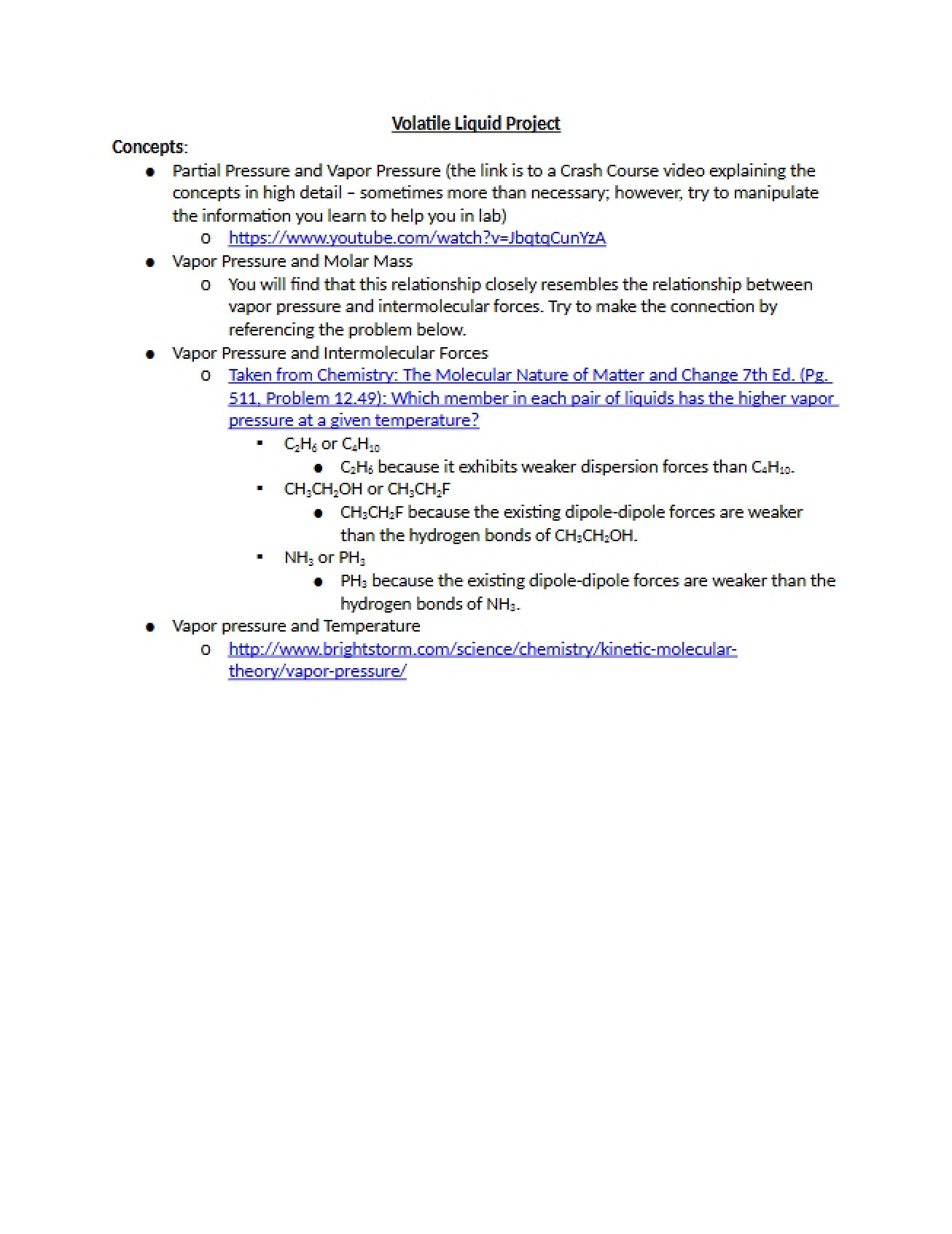 Key Volatile Liquids Study Guide
