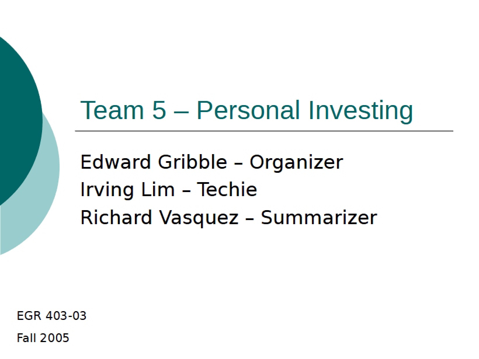 Personal Investing Analysis