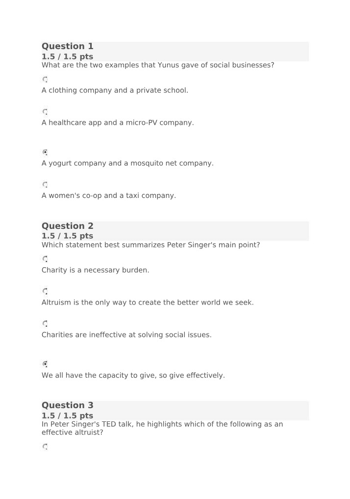 Hybrids and Social Businesses Quiz (Week 10)