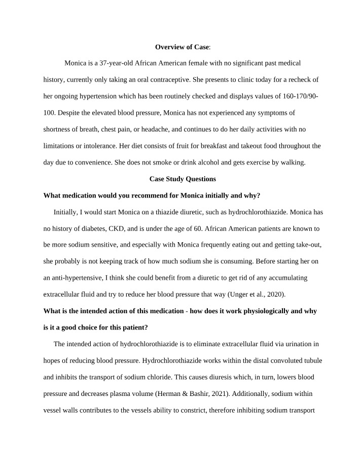 Case Study - Managing Hypertension with Hydrochlorothiazide