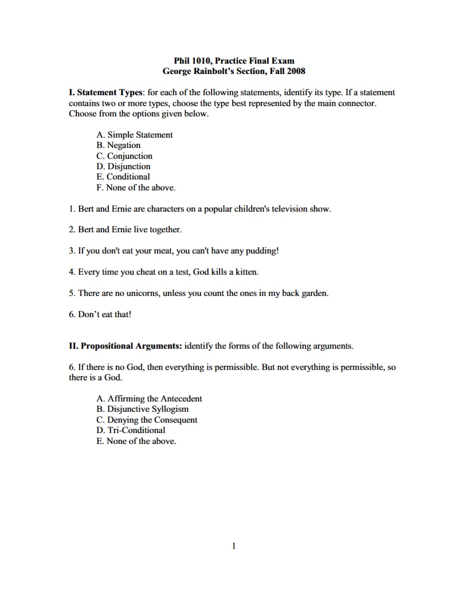 Practice Material for Exam 2