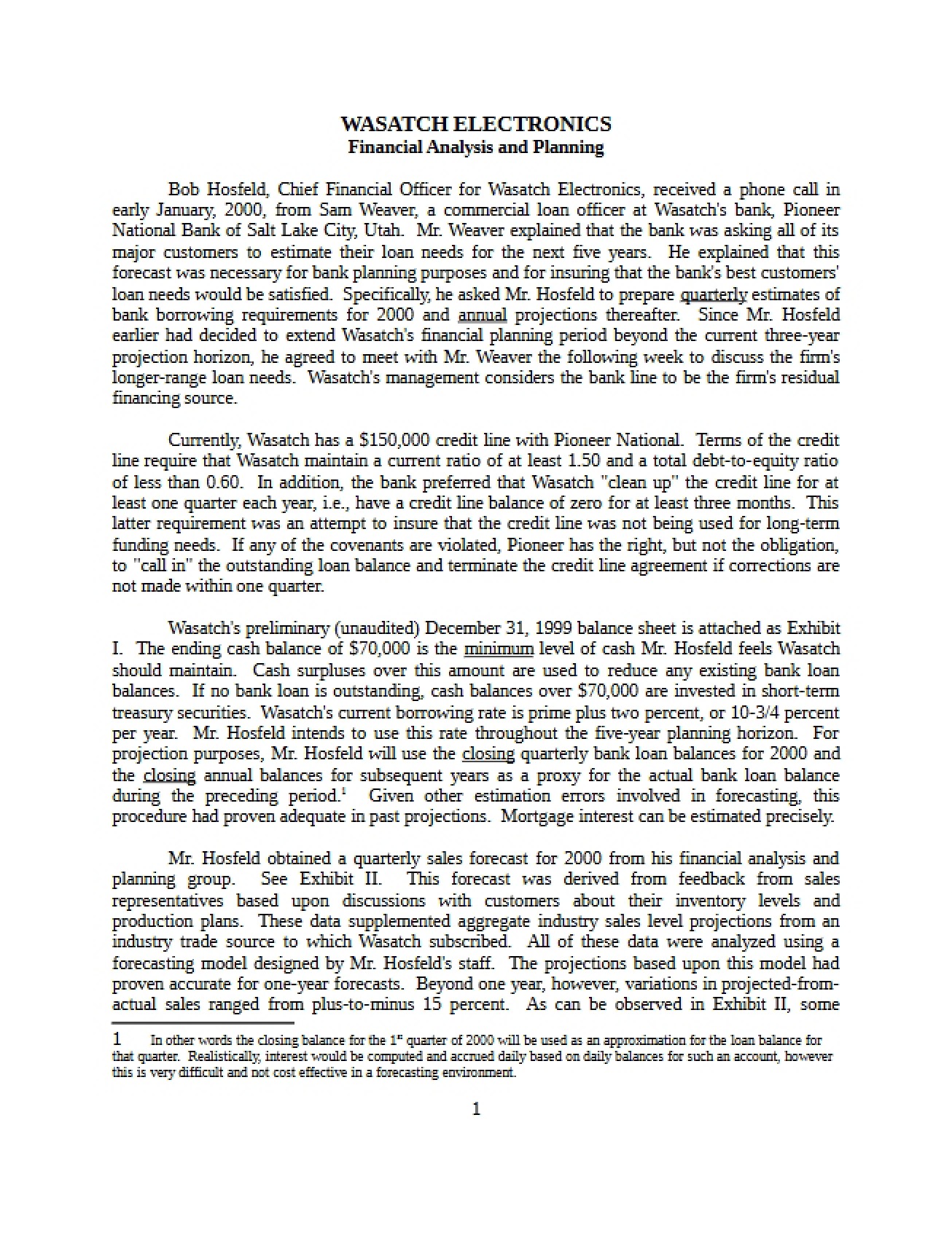 Case Study Wasatch Electronics (First Instance)