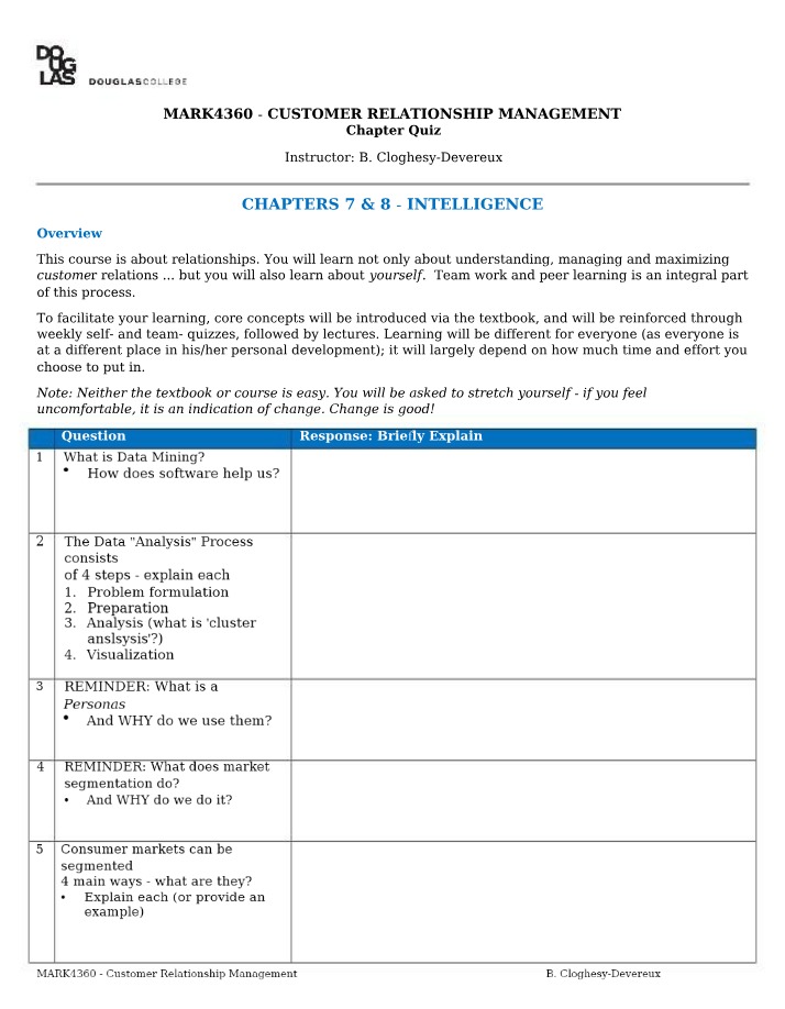 MARK4360 Chapters 7 & 8 Intelligence Quiz
