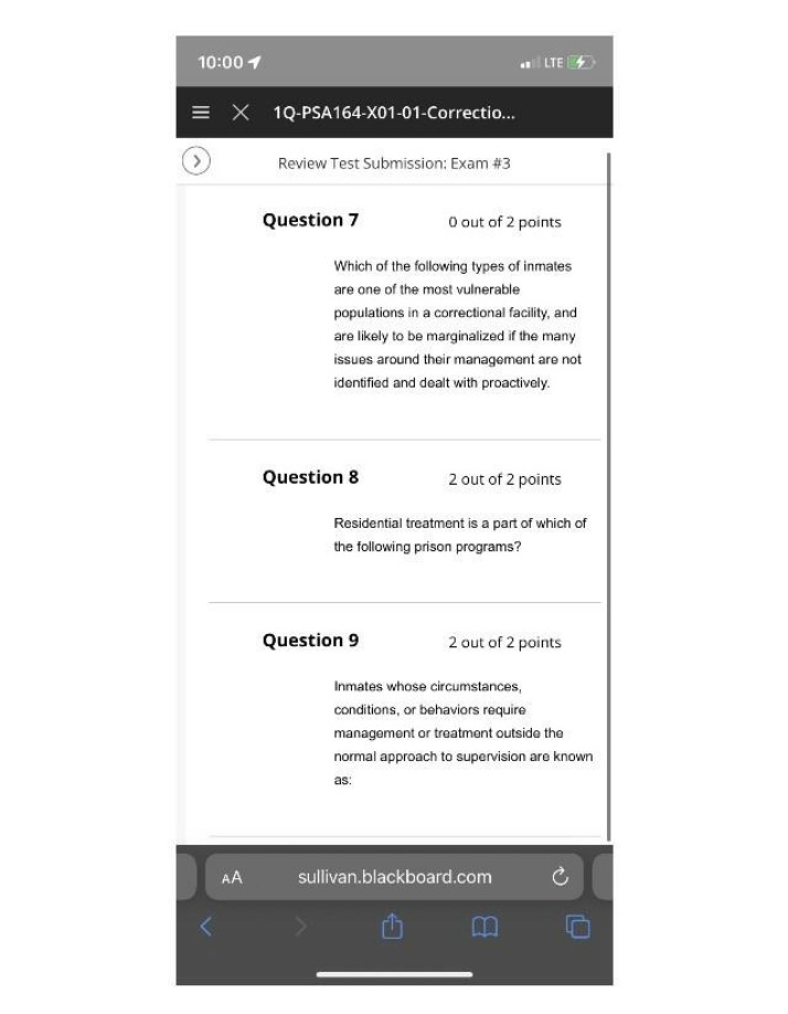 Corrections Exam 3 - PSA164