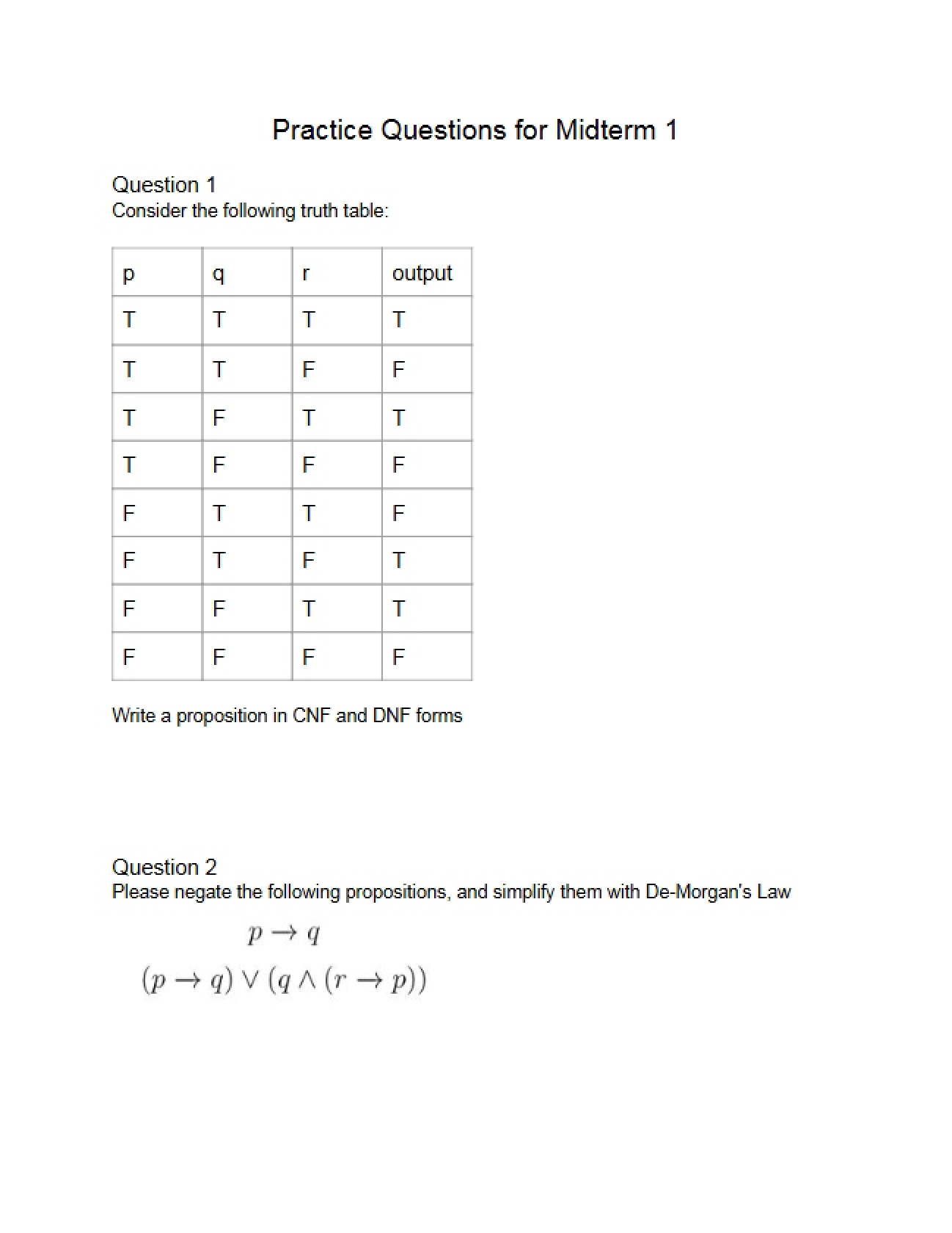 Midterm 1 Practice Set