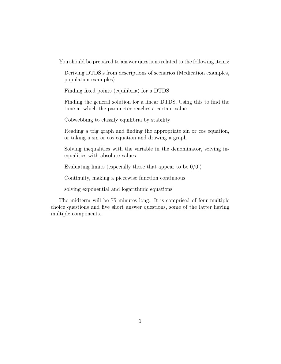 Midterm Study Guide for DTDS