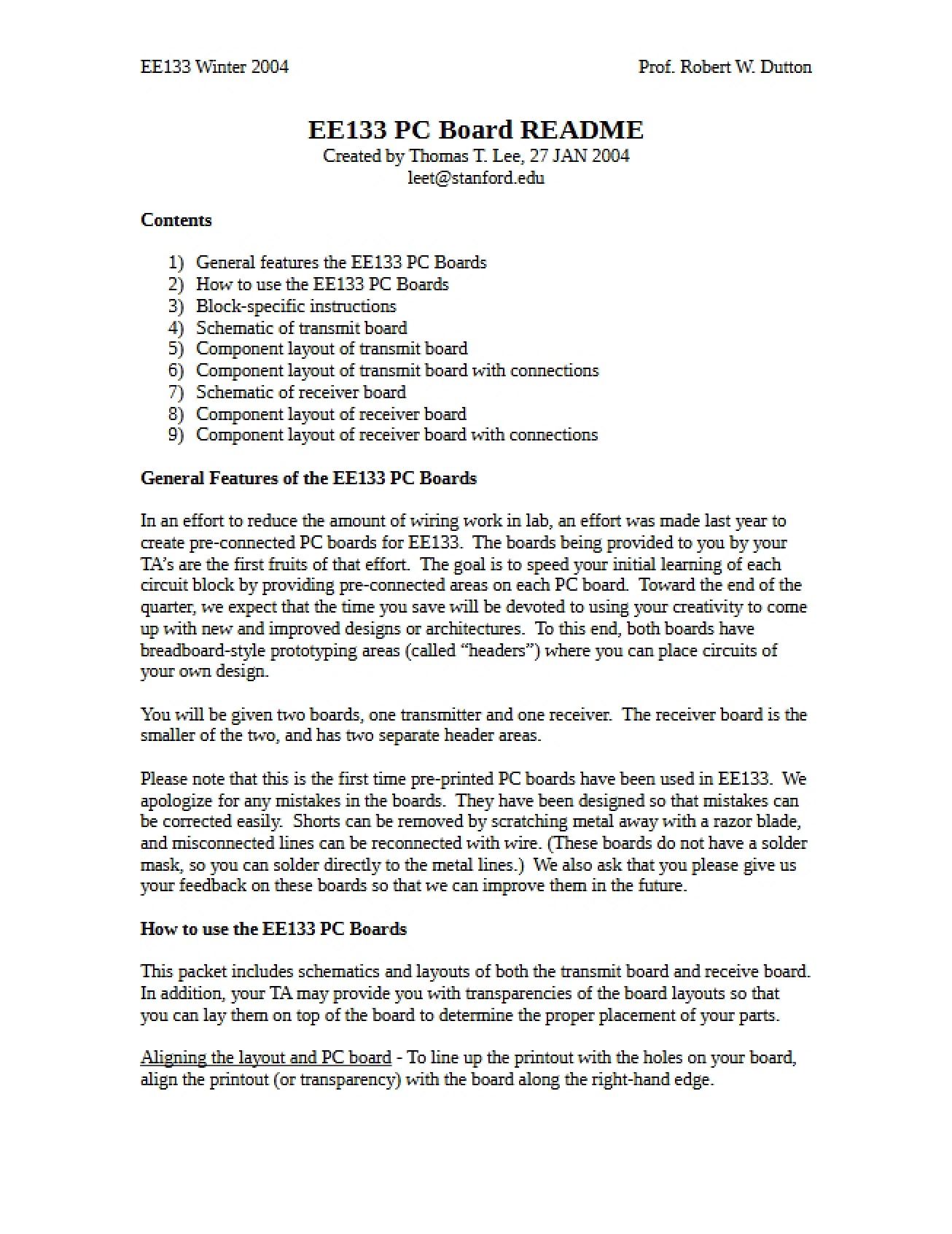 Handout for an Analog Communications Design Laboratory