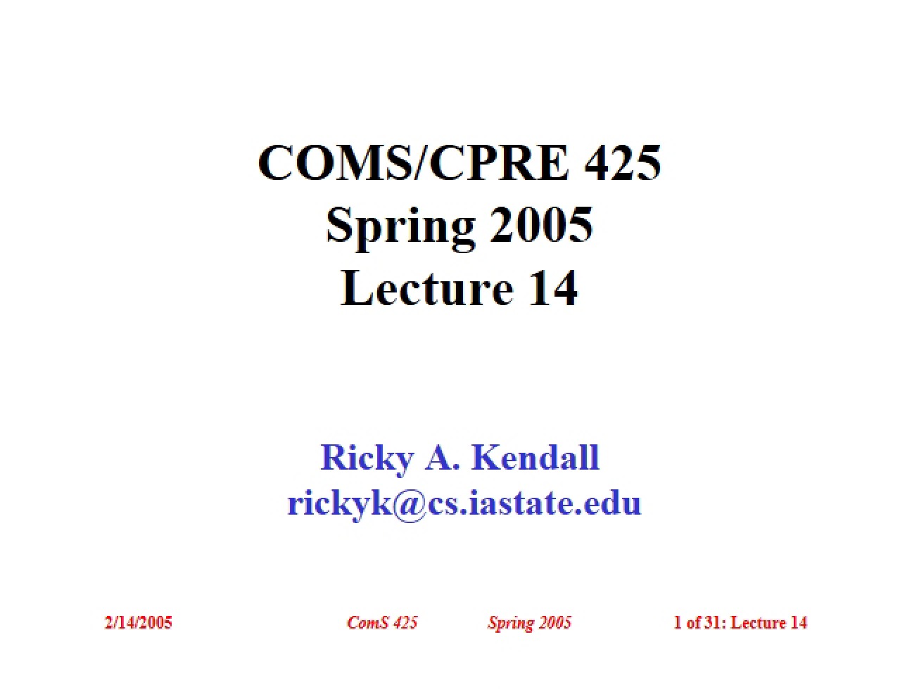 Fourteenth Lecture on High Performance Computing