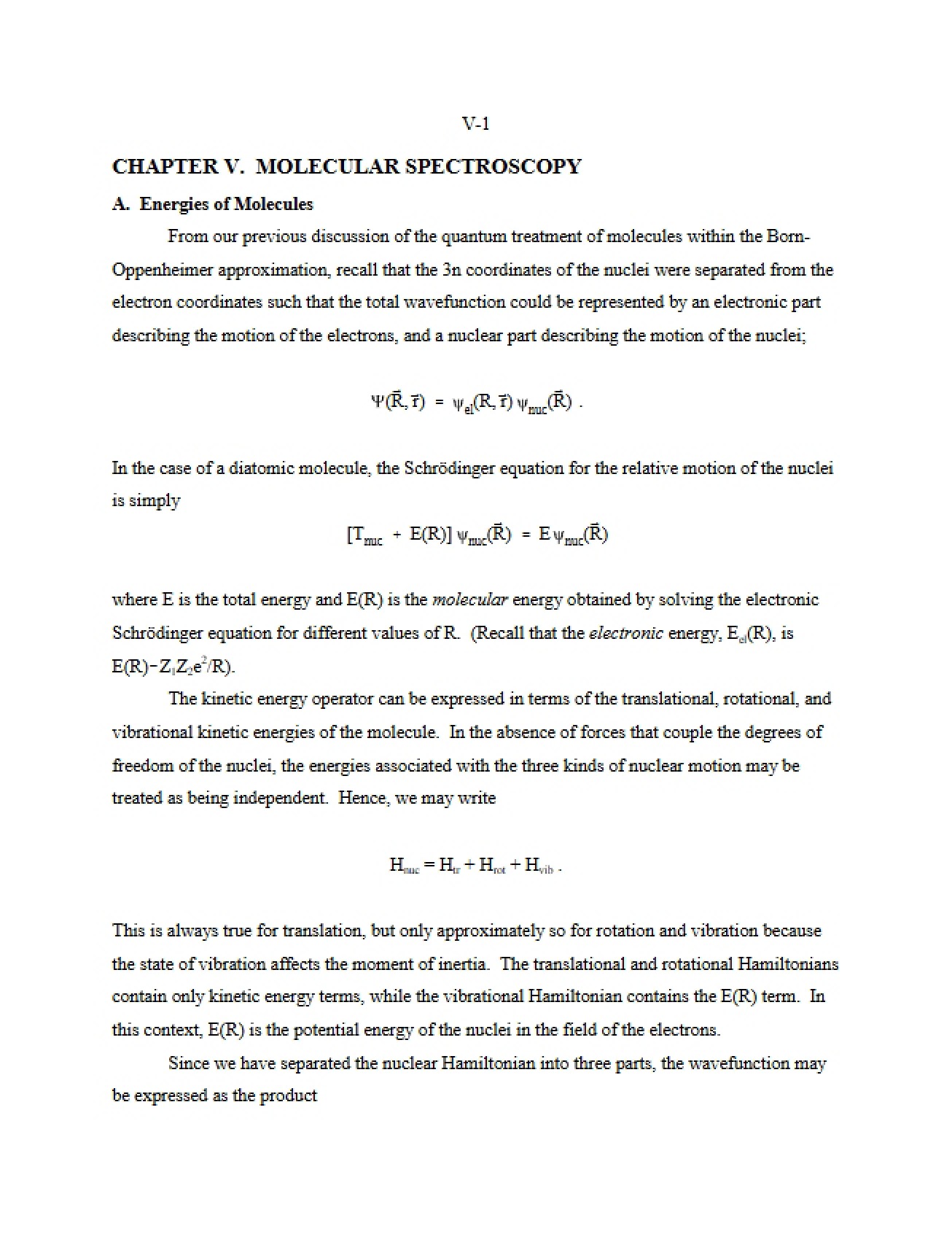 Fifth Chapter of Physical Chemistry I
