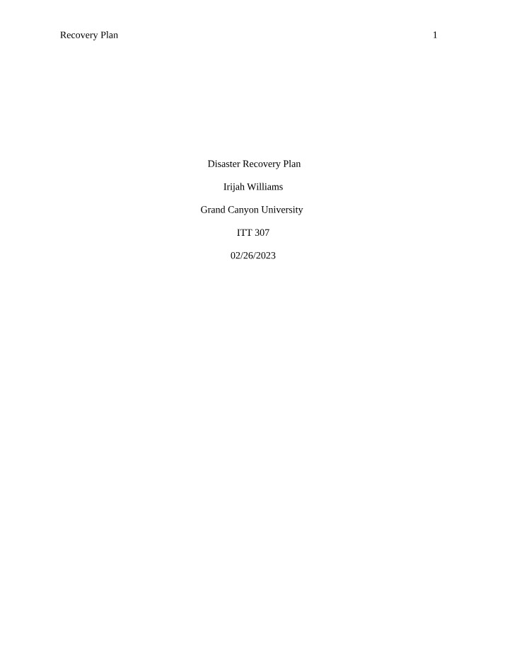 Creating a Successful Disaster Recovery Plan - Terrorism