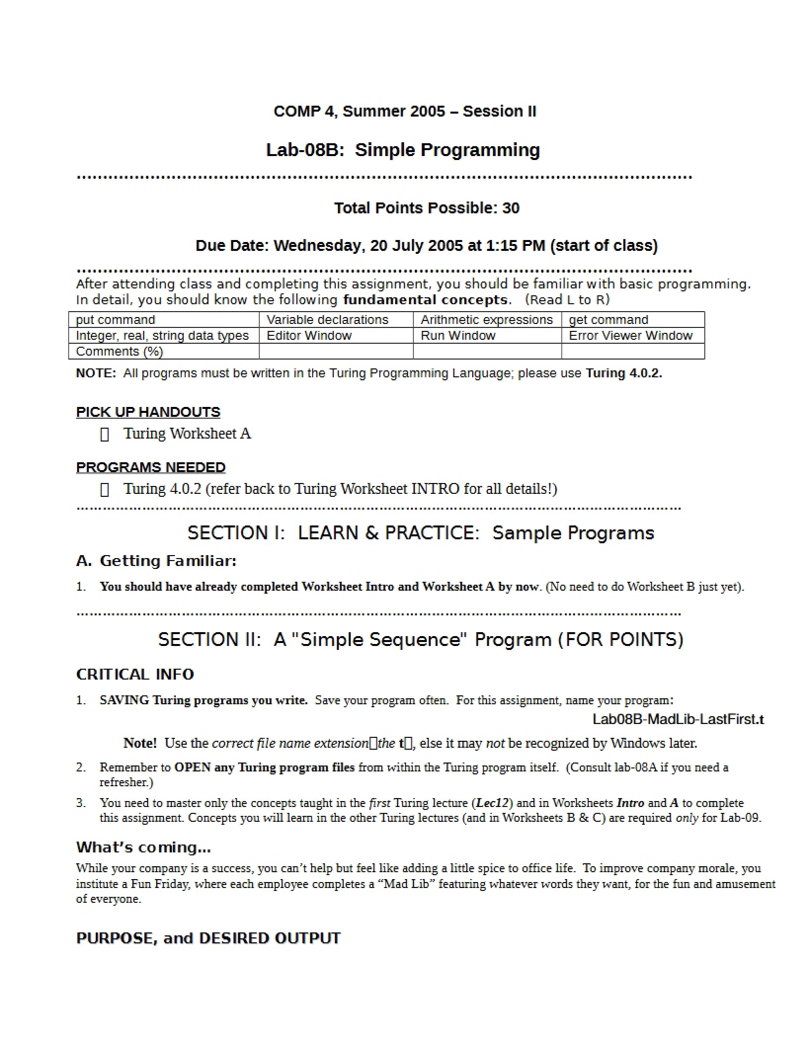 Simple Programming Lab 08B
