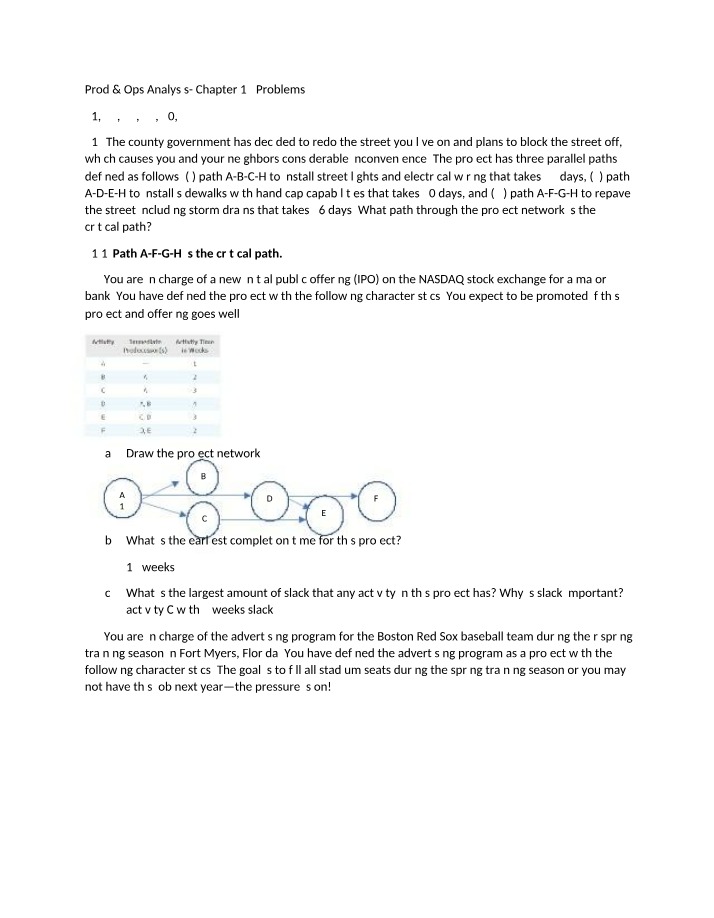 Finding the Critical Path in a Street - Critical Path Analysis