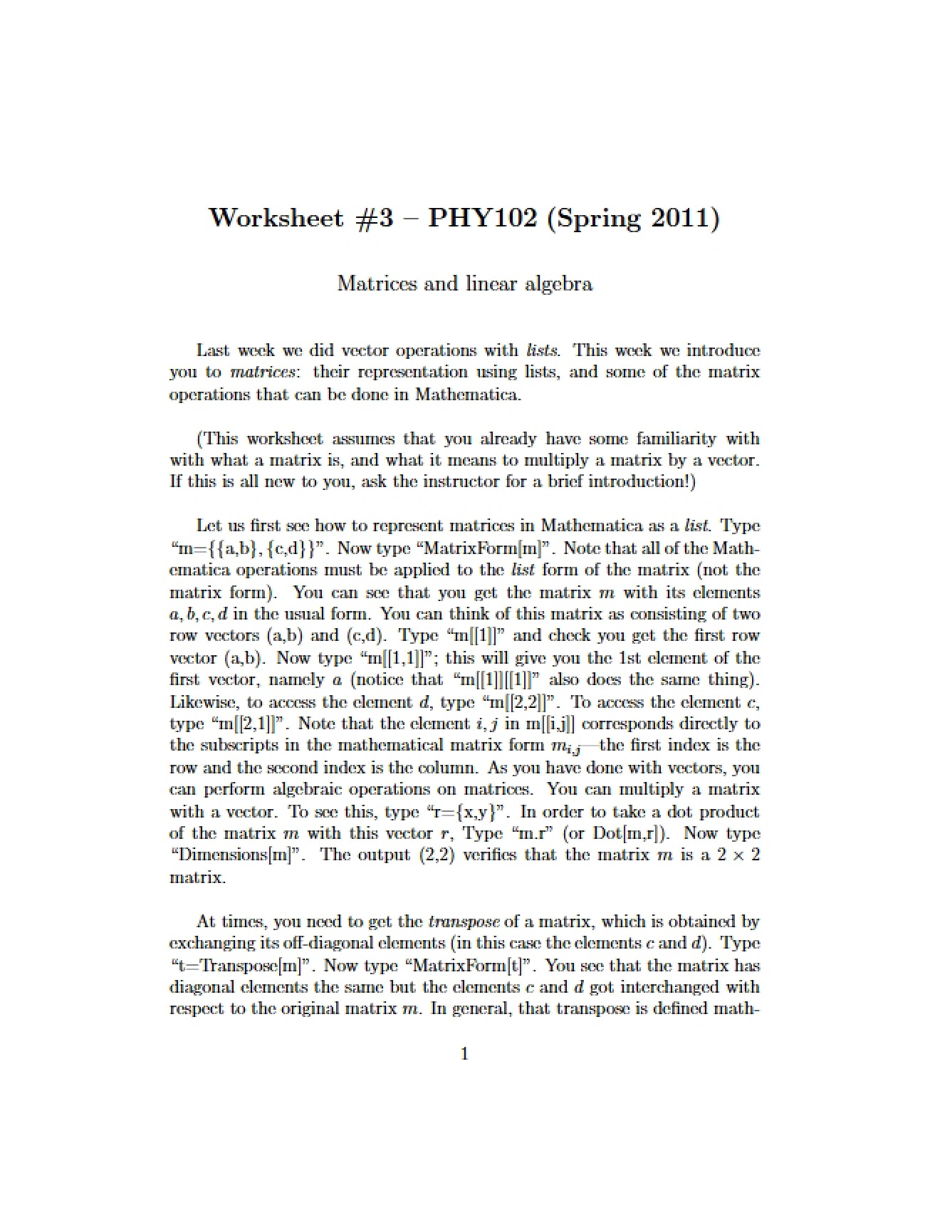 Worksheet 03 - 3 Pages