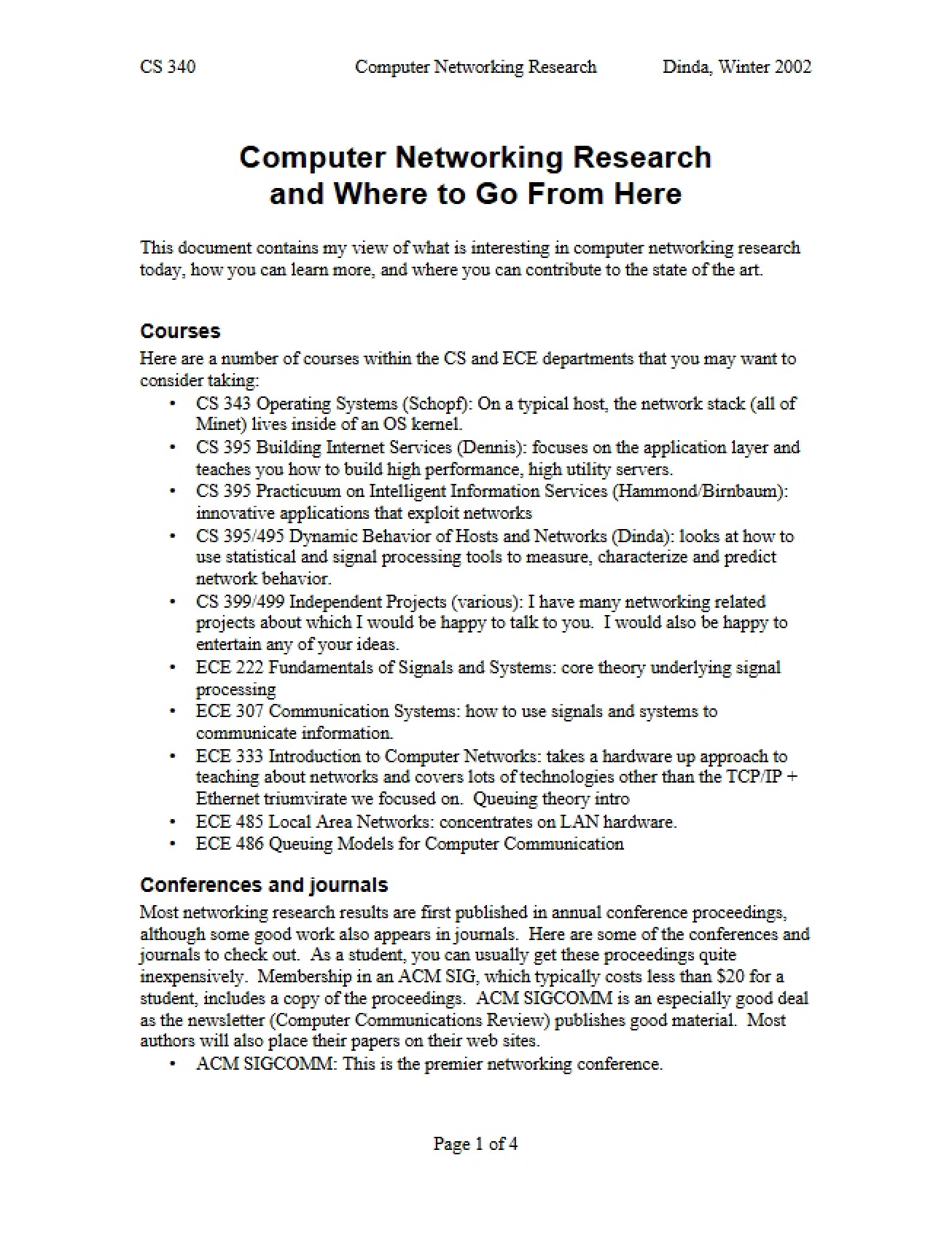 Future Directions and Networking Research