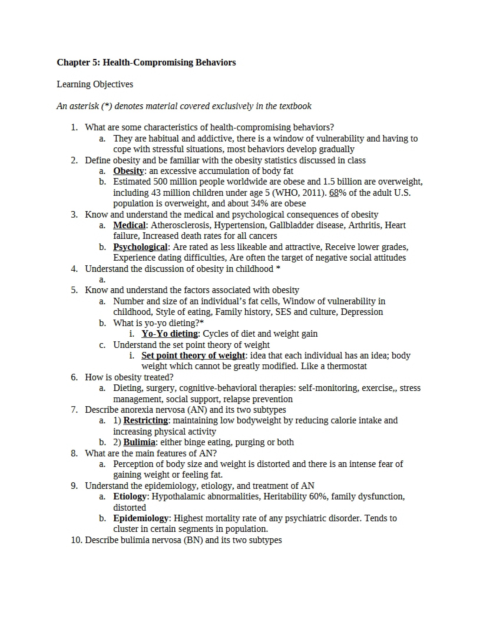 Health-Compromising Behaviors Chapter 5