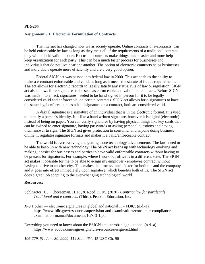 Electronic Formulation of Contracts (Assignment 9.1)