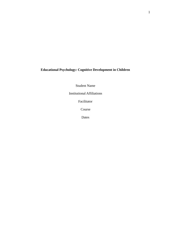 Stages of Cognitive Development in Children