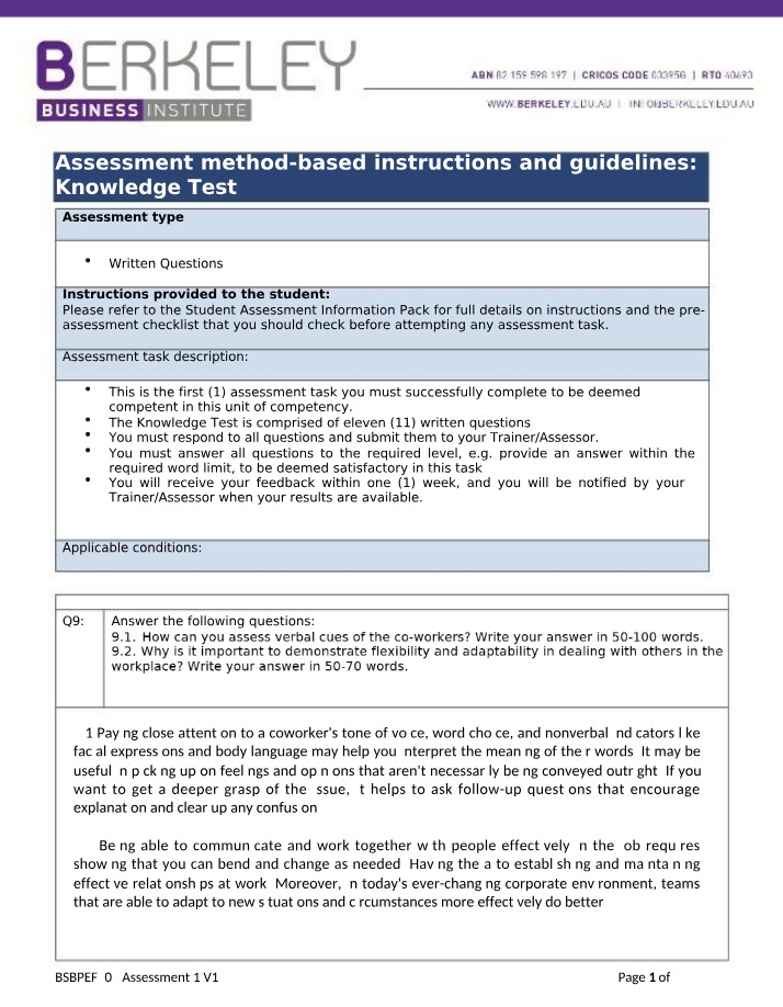 Written Questions and Knowledge Test - Effective Assessment Methods