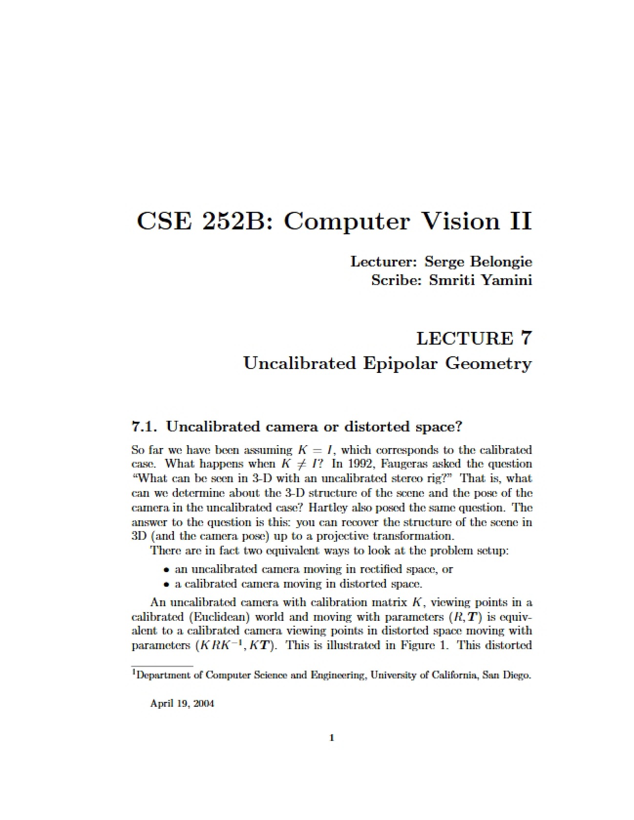 Computer Vision II Notes