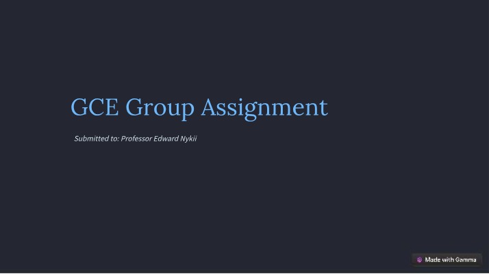 Group Assignment - GCE