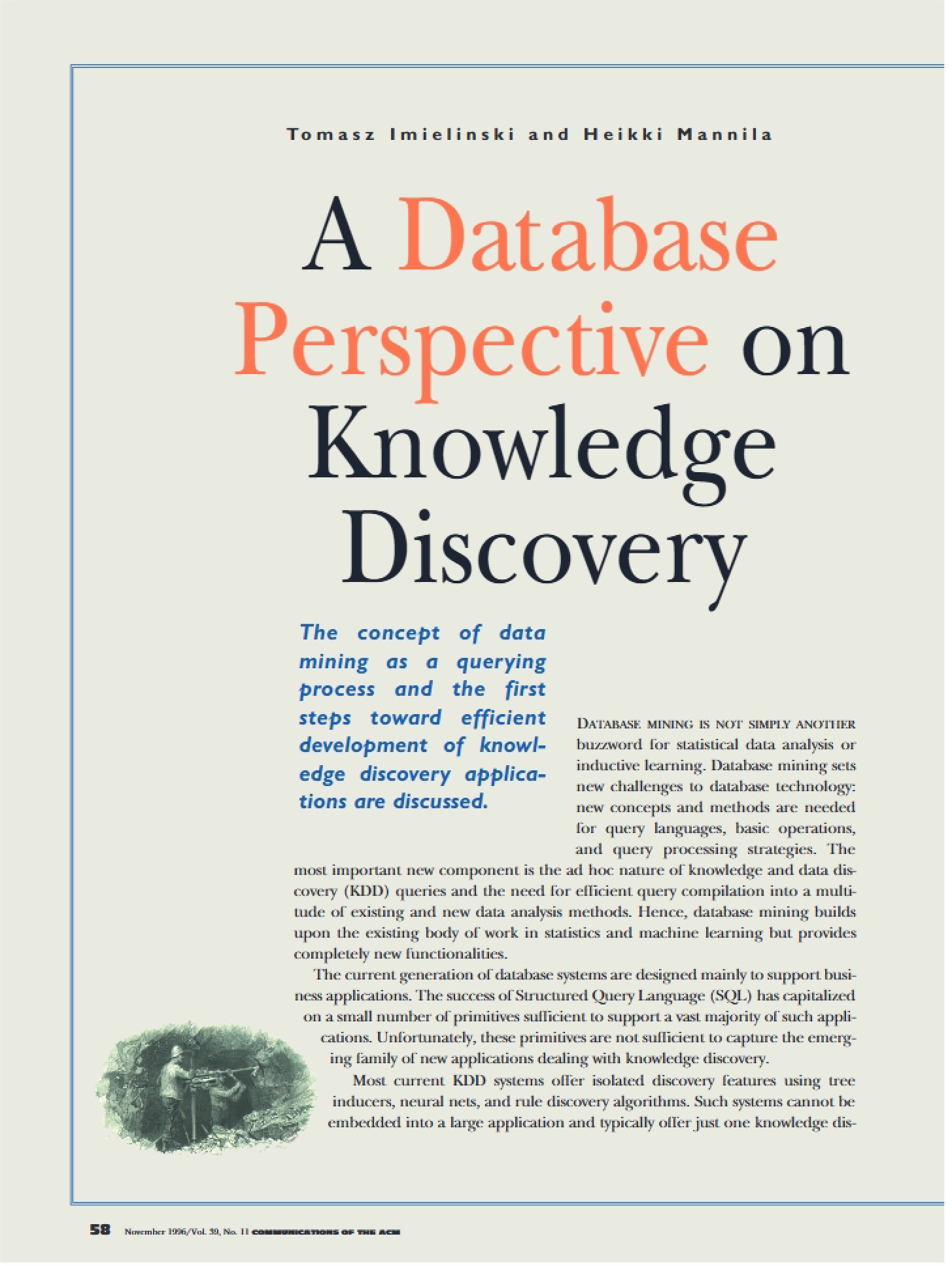 Knowledge Discovery from a Database View