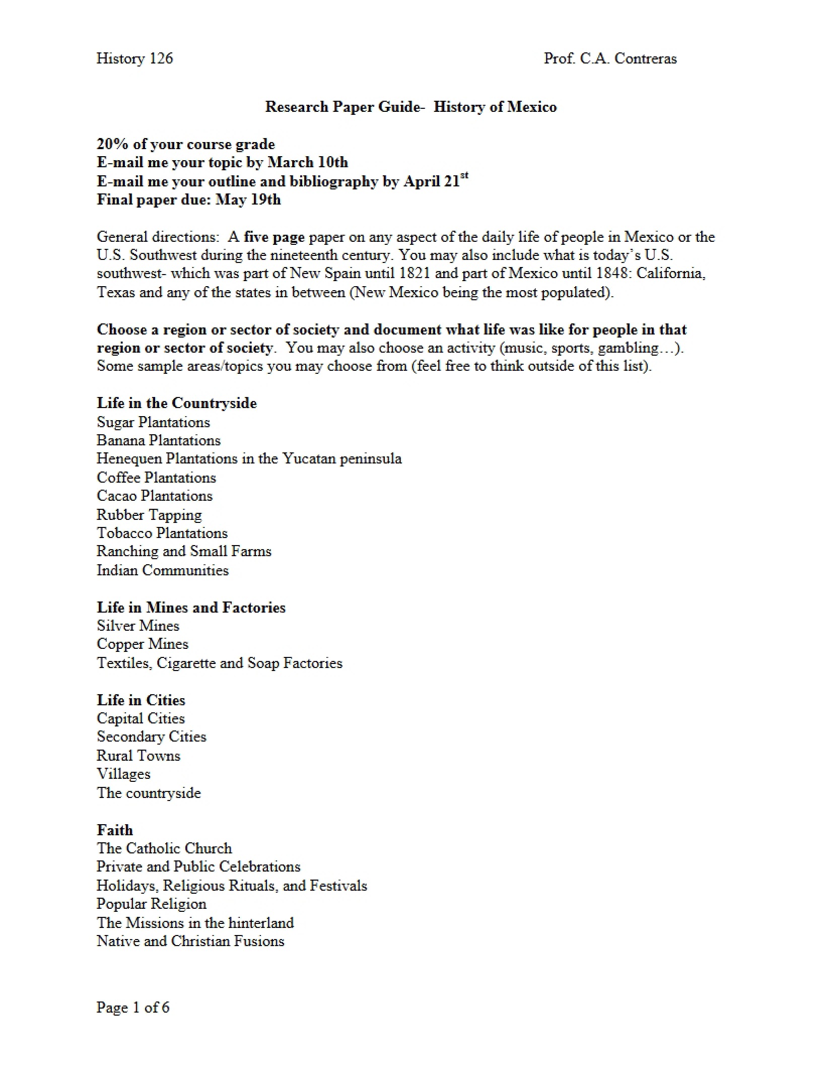 History of Mexico Research Paper Guide